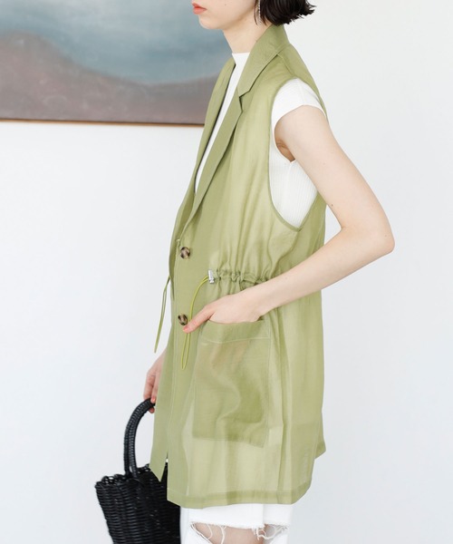 GeeRA（ジーラ）の「ウエストドロストシアーベスト（ベスト・レディース・ブラック/アイボリー/ライトグリーン・MEDIUM）」の15枚目の写真