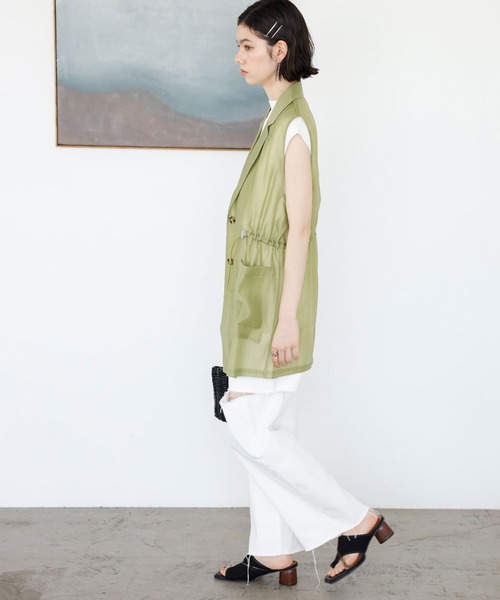 GeeRA（ジーラ）の「ウエストドロストシアーベスト（ベスト・レディース・ブラック/アイボリー/ライトグリーン・MEDIUM）」の17枚目の写真