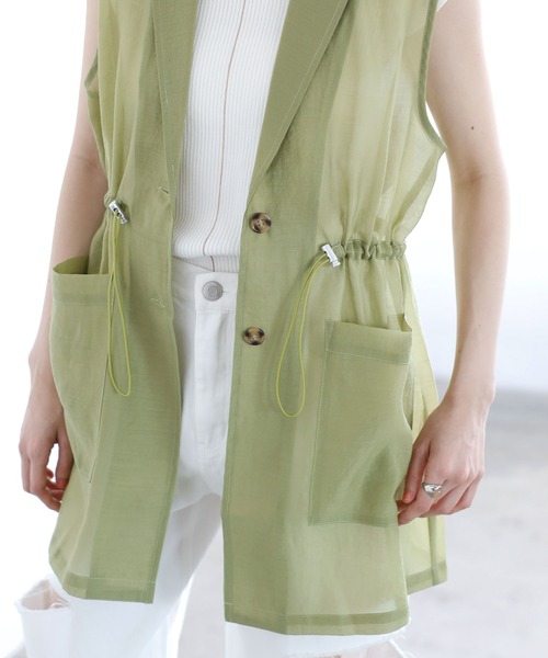 GeeRA（ジーラ）の「ウエストドロストシアーベスト（ベスト・レディース・ブラック/アイボリー/ライトグリーン・MEDIUM）」の19枚目の写真