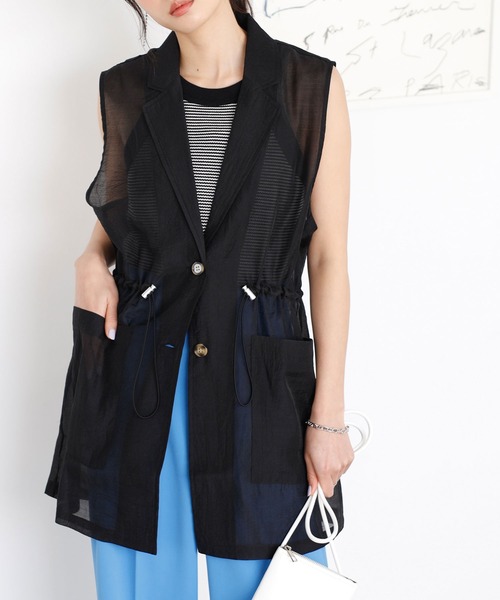 GeeRA（ジーラ）の「ウエストドロストシアーベスト（ベスト・レディース・ブラック/アイボリー/ライトグリーン・MEDIUM）」の10枚目の写真