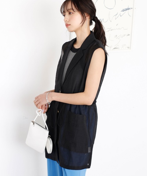 GeeRA（ジーラ）の「ウエストドロストシアーベスト（ベスト・レディース・ブラック/アイボリー/ライトグリーン・MEDIUM）」の11枚目の写真