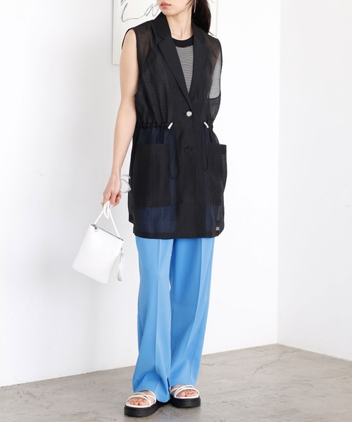 GeeRA（ジーラ）の「ウエストドロストシアーベスト（ベスト・レディース・ブラック/アイボリー/ライトグリーン・MEDIUM）」の12枚目の写真