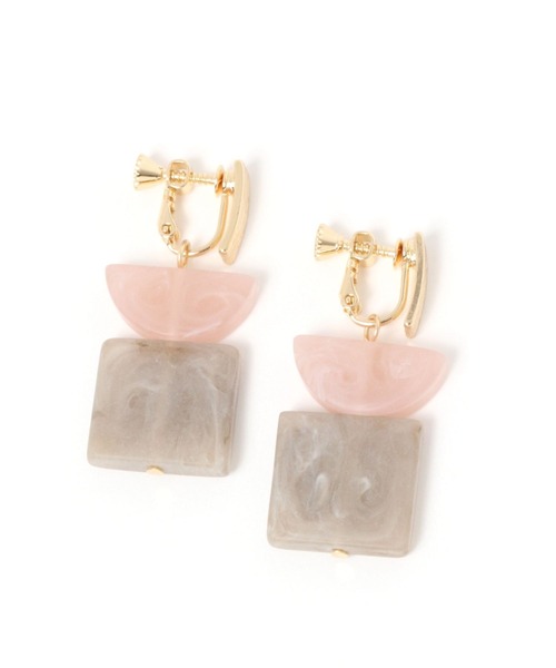 LEPSIM（レプシィム）の「カラーデザインイヤリング　191115（イヤリング・レディース・ブラウン系その他/グレー×ピンク/オフホワイト・ONE SIZE）」の2枚目の写真