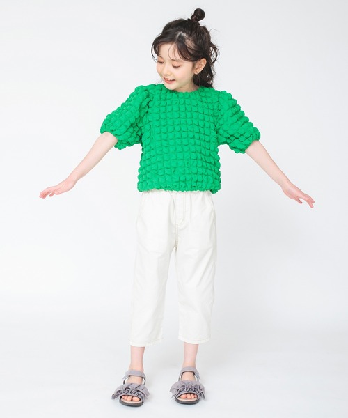 BRANSHES（ブランシェス）の「【マカロンパンツ/綿100％】テーパードシルエットクロップドパンツ（デニムパンツ・キッズ・ブルー/オフホワイト/ベージュ/ピンク・130/150/160/90/100/120/140/110）」の18枚目の写真