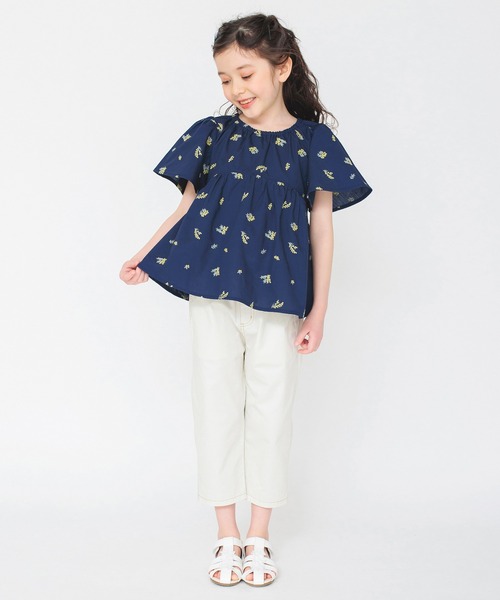 BRANSHES（ブランシェス）の「【マカロンパンツ/綿100％】テーパードシルエットクロップドパンツ（デニムパンツ・キッズ・ブルー/オフホワイト/ベージュ/ピンク・130/150/160/90/100/120/140/110）」の21枚目の写真