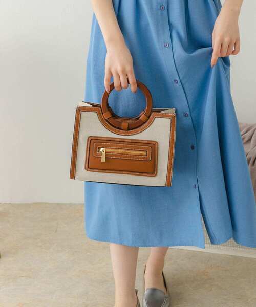 RODE SKO（ロデスコ）の「キャンバスコンビトートバッグ（ハンドバッグ・レディース・ブラウン・ONE）」の11枚目の写真