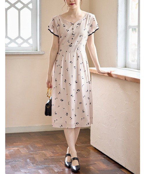 アリリリィです★新品★ラインチェックコットンワンピース コットンチェックストライプ柄切替Aラインワンピース