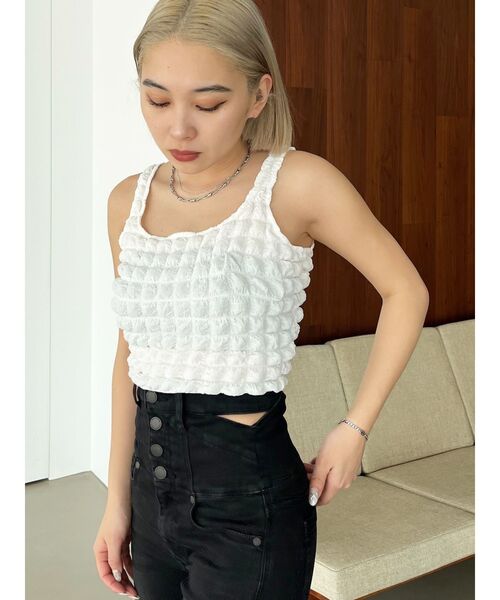 EMODA（エモダ）の「3Dコンパクトトップ（タンクトップ・レディース・ホワイト/ブラック/イエロー/ブルー・FREE）」の2枚目の写真