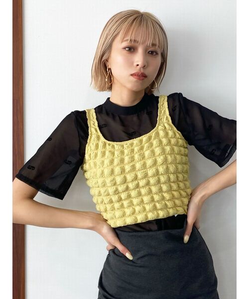 EMODA（エモダ）の「3Dコンパクトトップ（タンクトップ・レディース・ホワイト/ブラック/イエロー/ブルー・FREE）」の9枚目の写真