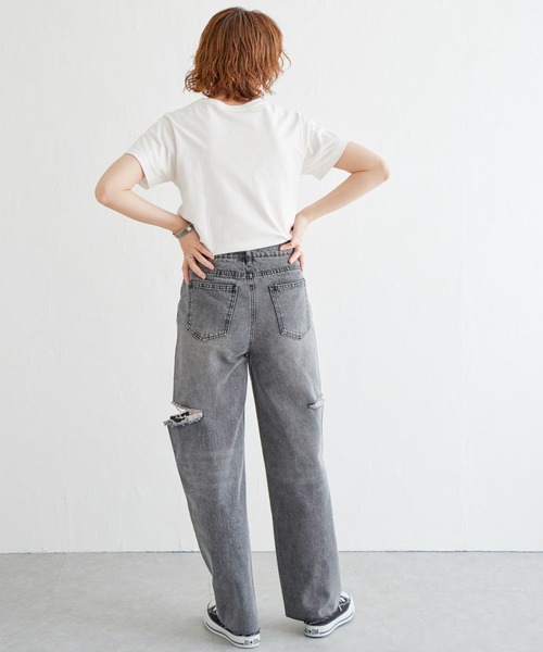 notch.(ノッチ)の「11ozデニムカットスリットパンツ(デニムパンツ・レディース・ライトブルー/ブラック/オフホワイト/ブルー・M)」の20枚目の写真