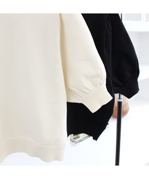 MODE ROBE（モードローブ）の「パフスリーブ半袖ニット（ニット/セーター・レディース・アイボリー/ブラック・FREE）」の7枚目の写真