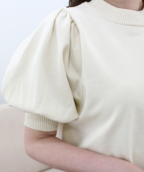 MODE ROBE（モードローブ）の「パフスリーブ半袖ニット（ニット/セーター・レディース・アイボリー/ブラック・FREE）」の8枚目の写真