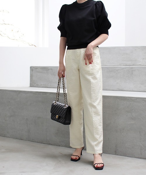 MODE ROBE（モードローブ）の「パフスリーブ半袖ニット（ニット/セーター・レディース・アイボリー/ブラック・FREE）」の14枚目の写真