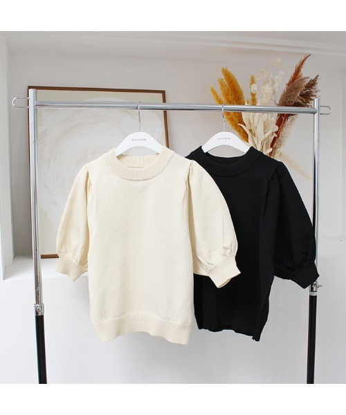 MODE ROBE（モードローブ）の「パフスリーブ半袖ニット（ニット/セーター・レディース・アイボリー/ブラック・FREE）」の16枚目の写真