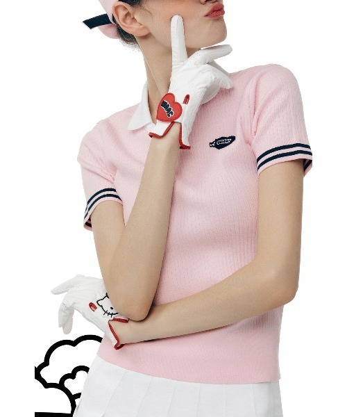 WAAC ワック ハローキティ コラボ ボーダーニットベスト ゴルフウェア WAAC ワック ハローキティ コラボ ボーダーニットベスト ゴルフ