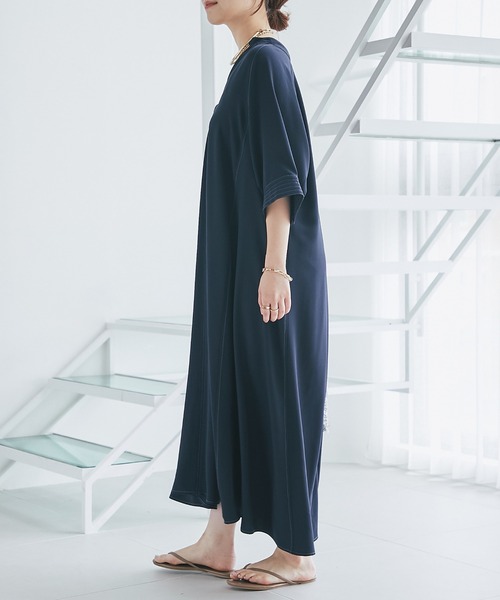 2サイズ展開》接触冷感スキッパーロングワンピース（ワンピース）｜un  
