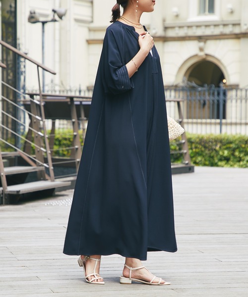 新品 正規品!!  セール】《2サイズ展開》接触冷感スキッパーロングワンピース ワンピース