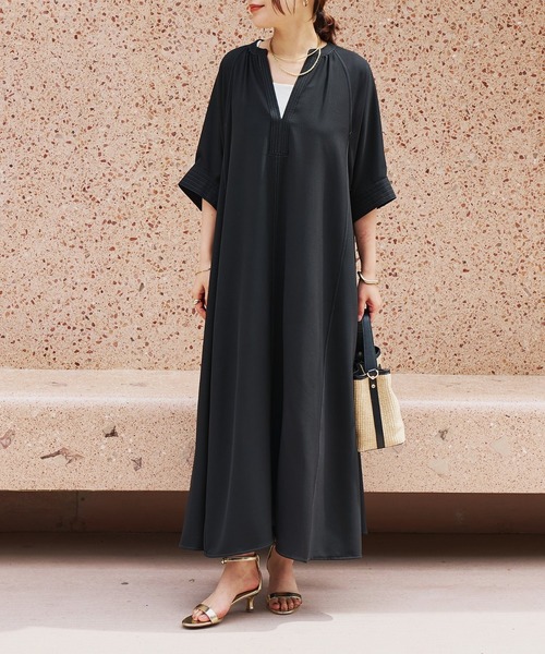 セール】《2サイズ展開》接触冷感スキッパーロングワンピース