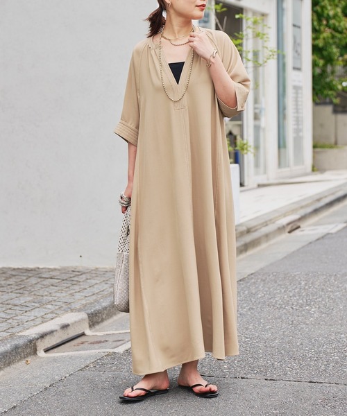 2サイズ展開》接触冷感スキッパーロングワンピース（ワンピース