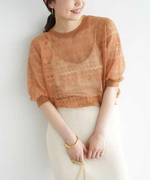 ✨美品✨ SLOBE IENA ニット プルオーバー カットワーク レース SLOBE IENA（スローブイエナ）の「クロシェレースプルオーバー（ニット