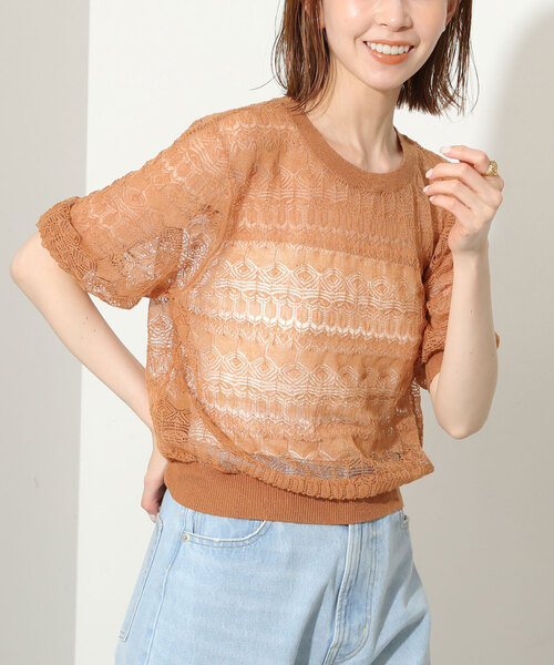 ✨美品✨ SLOBE IENA ニット プルオーバー カットワーク レース SLOBE IENA（スローブイエナ）の「クロシェレースプルオーバー（ニット