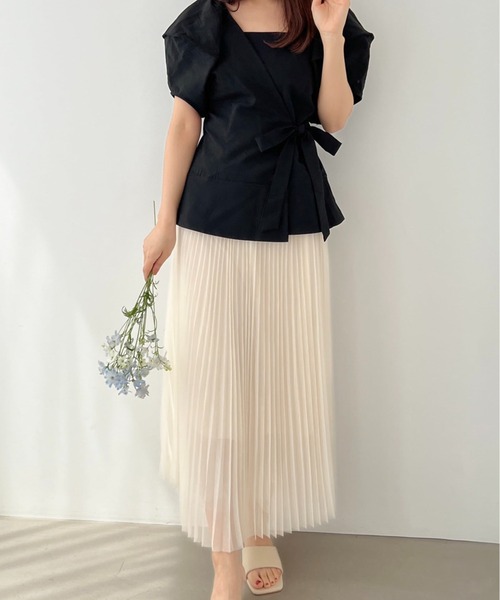 Olu.（オルドット）の「バルーンスリーブラップブラウス（シャツ/ブラウス・レディース・ブラック/ベージュ/ライム・FREE）」の8枚目の写真