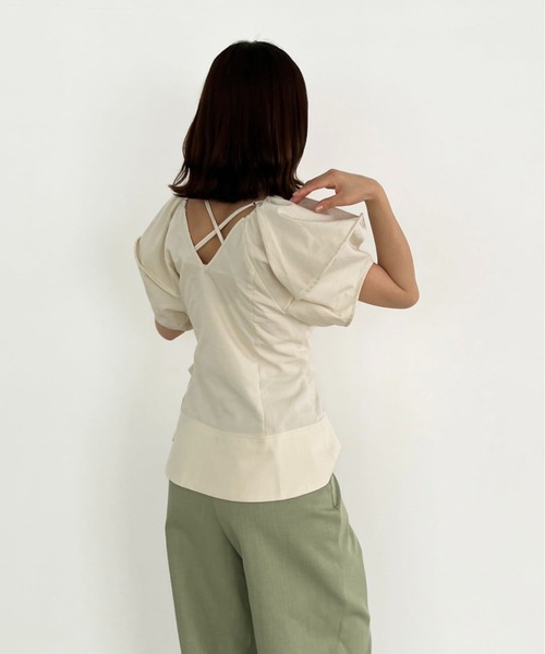 Olu.（オルドット）の「バルーンスリーブラップブラウス（シャツ/ブラウス・レディース・ブラック/ベージュ/ライム・FREE）」の9枚目の写真