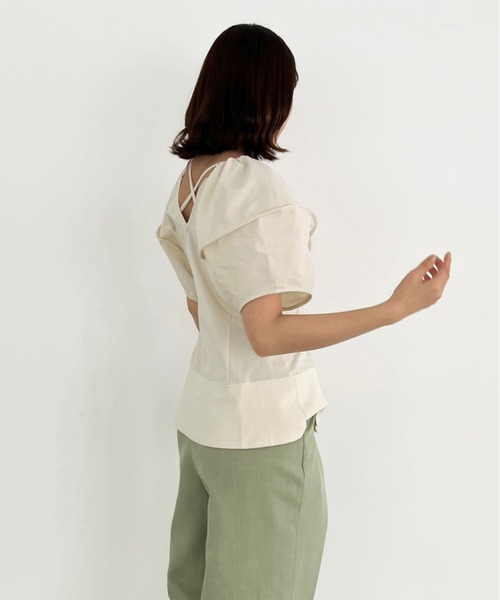 Olu.（オルドット）の「バルーンスリーブラップブラウス（シャツ/ブラウス・レディース・ブラック/ベージュ/ライム・FREE）」の10枚目の写真