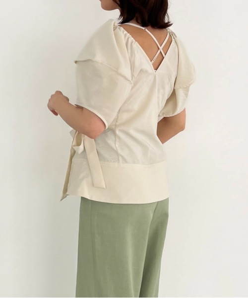 Olu.（オルドット）の「バルーンスリーブラップブラウス（シャツ/ブラウス・レディース・ブラック/ベージュ/ライム・FREE）」の11枚目の写真