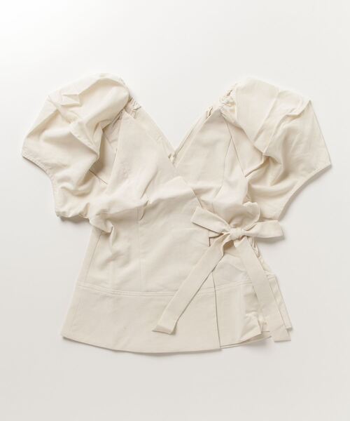 Olu.（オルドット）の「バルーンスリーブラップブラウス（シャツ/ブラウス・レディース・ブラック/ベージュ/ライム・FREE）」の13枚目の写真