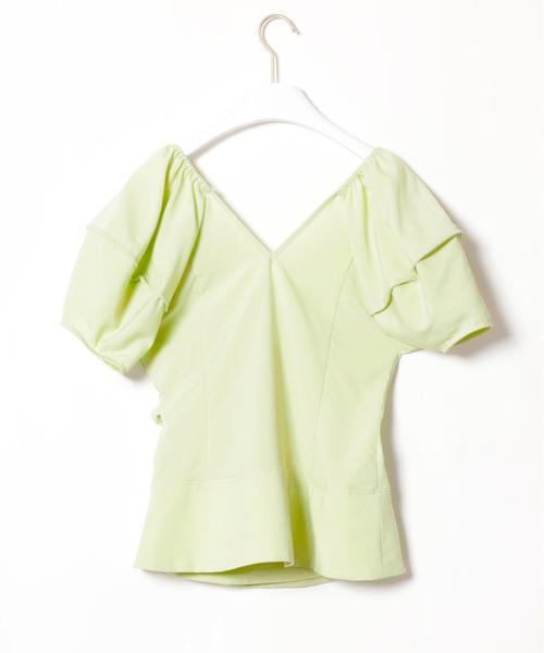 Olu.（オルドット）の「バルーンスリーブラップブラウス（シャツ/ブラウス・レディース・ブラック/ベージュ/ライム・FREE）」の21枚目の写真