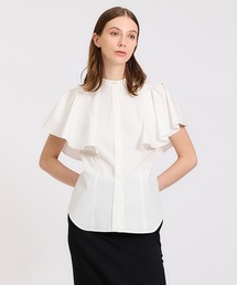 ESTNATION / コットンポプリンラッフルブラウス