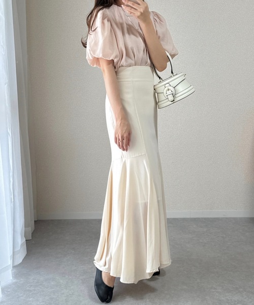 Ada.(エイダ)の「夏の大人カジュアル♪ 前後2WAY クルーネックパフスリーブブラウス(シャツ/ブラウス・レディース・アイボリー/ピンク/ホワイト/カーキ系・FREE)」の12枚目の写真