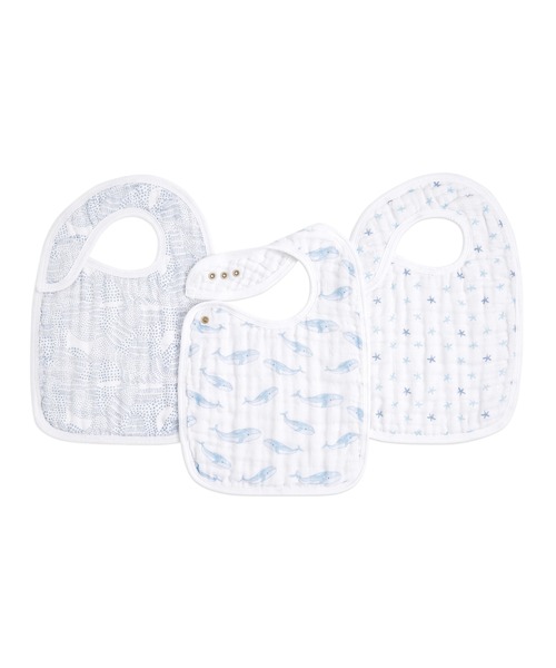 aden + anais (エイデンアンドアネイ)の「オーガニックスナップビブよだれかけ3枚入り オーシャニック ASNO30002 oceanic(スタイ/よだれかけ・キッズ・ライトインディゴブルー・FREE)」の1枚目の写真