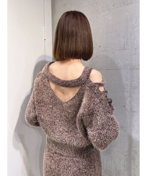 GYDA（ジェイダ）の「【SET着用可】2WAYショルダーレースアップシャギーニットトップス（ニット/セーター・レディース・チャコールグレー/ブラウン/アイボリー・FREE）」の12枚目の写真