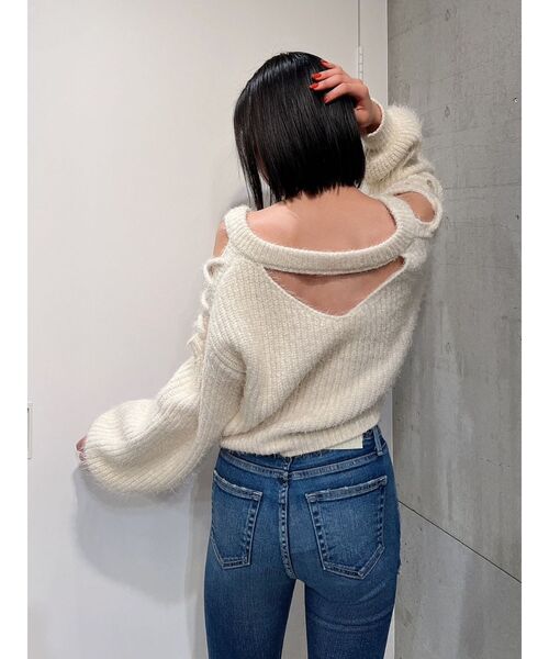 GYDA（ジェイダ）の「【SET着用可】2WAYショルダーレースアップシャギーニットトップス（ニット/セーター・レディース・チャコールグレー/ブラウン/アイボリー・FREE）」の20枚目の写真