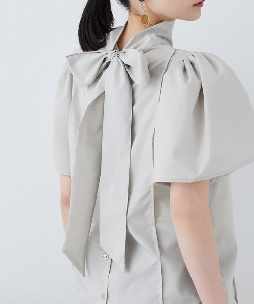 Fashion Letter（ファッションレター）の「T/Cブロード バックリボン ブラウス（シャツ/ブラウス・レディース・ブラック/グレー/ホワイト・M）」の3枚目の写真