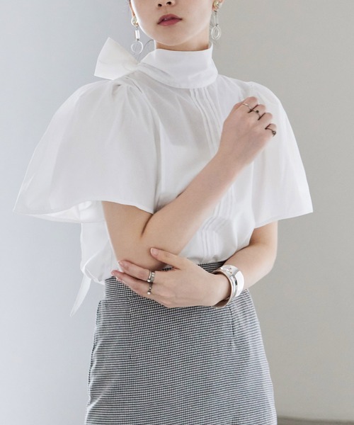 Fashion Letter（ファッションレター）の「T/Cブロード バックリボン ブラウス（シャツ/ブラウス・レディース・ブラック/グレー/ホワイト・M）」の4枚目の写真