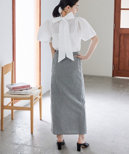 Fashion Letter（ファッションレター）の「T/Cブロード バックリボン ブラウス（シャツ/ブラウス・レディース・ブラック/グレー/ホワイト・M）」の19枚目の写真