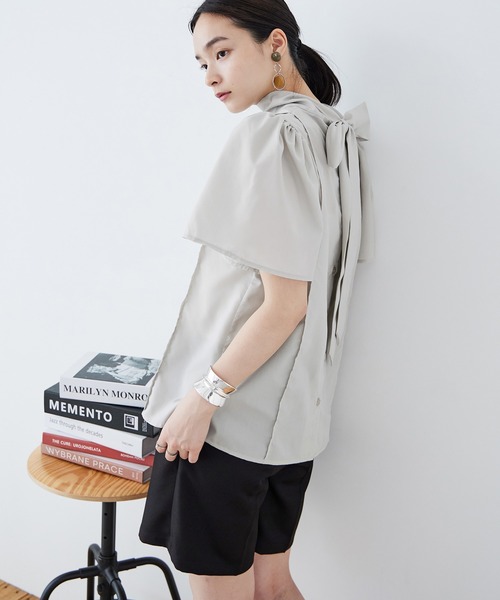 Fashion Letter（ファッションレター）の「T/Cブロード バックリボン ブラウス（シャツ/ブラウス・レディース・ブラック/グレー/ホワイト・M）」の16枚目の写真