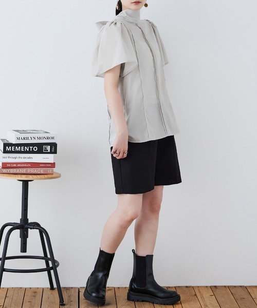 Fashion Letter（ファッションレター）の「T/Cブロード バックリボン ブラウス（シャツ/ブラウス・レディース・ブラック/グレー/ホワイト・M）」の12枚目の写真