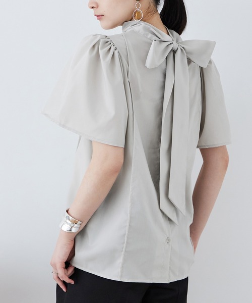 Fashion Letter（ファッションレター）の「T/Cブロード バックリボン ブラウス（シャツ/ブラウス・レディース・ブラック/グレー/ホワイト・M）」の20枚目の写真