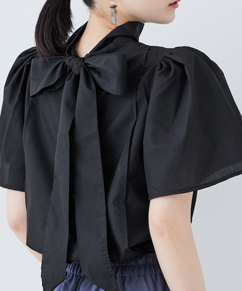 Fashion Letter（ファッションレター）の「T/Cブロード バックリボン ブラウス（シャツ/ブラウス・レディース・ブラック/グレー/ホワイト・M）」の17枚目の写真