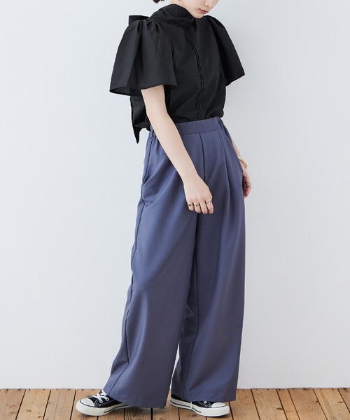 Fashion Letter（ファッションレター）の「T/Cブロード バックリボン ブラウス（シャツ/ブラウス・レディース・ブラック/グレー/ホワイト・M）」の9枚目の写真