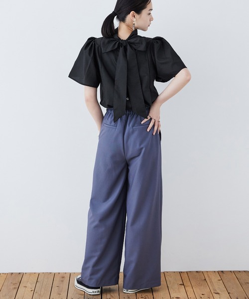 Fashion Letter（ファッションレター）の「T/Cブロード バックリボン ブラウス（シャツ/ブラウス・レディース・ブラック/グレー/ホワイト・M）」の18枚目の写真
