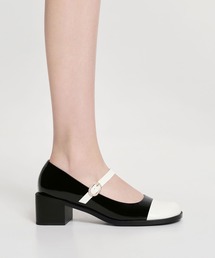 パテントクリスタルエンベリッシュドバックル ツートーンメリージェーン