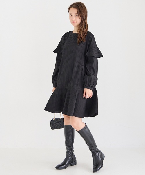 LAVEANGE(ラビアンジェ)の「ドビーフレアチュニック(チュニック・レディース・ブラック/レッド/キャメル・4L/3L/LL/M/L)」の5枚目の写真