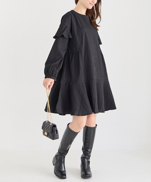 LAVEANGE(ラビアンジェ)の「ドビーフレアチュニック(チュニック・レディース・ブラック/レッド/キャメル・4L/3L/LL/M/L)」の6枚目の写真