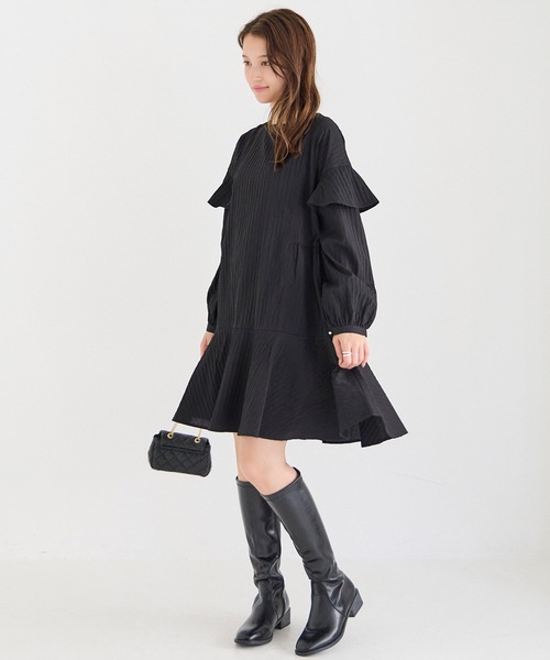 LAVEANGE(ラビアンジェ)の「ドビーフレアチュニック(チュニック・レディース・ブラック/レッド/キャメル・4L/3L/LL/M/L)」の7枚目の写真