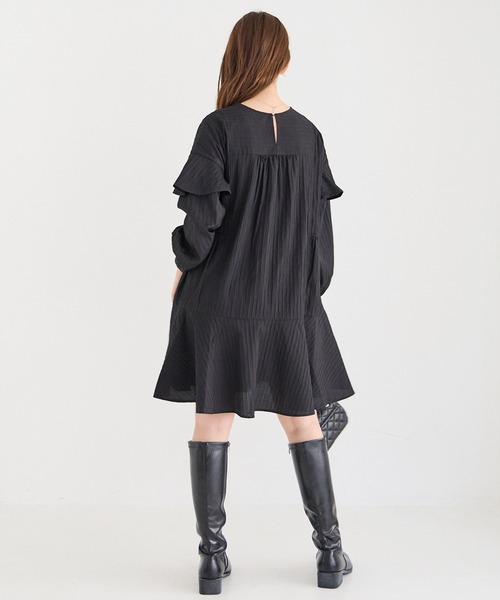 LAVEANGE(ラビアンジェ)の「ドビーフレアチュニック(チュニック・レディース・ブラック/レッド/キャメル・4L/3L/LL/M/L)」の9枚目の写真